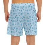 Blue Animal Paw Pattern Print Men's Split Running Shorts