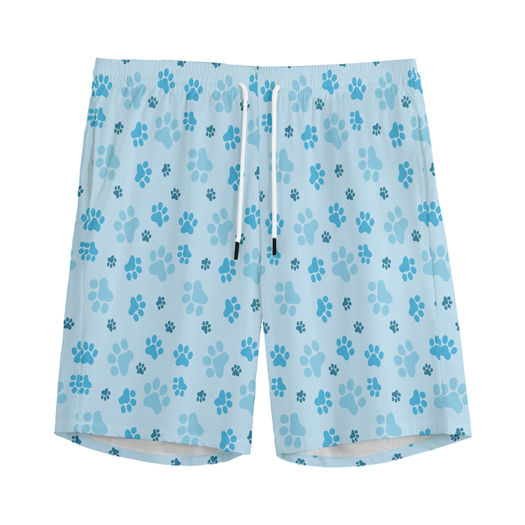Blue Animal Paw Pattern Print Men's Sports Shorts