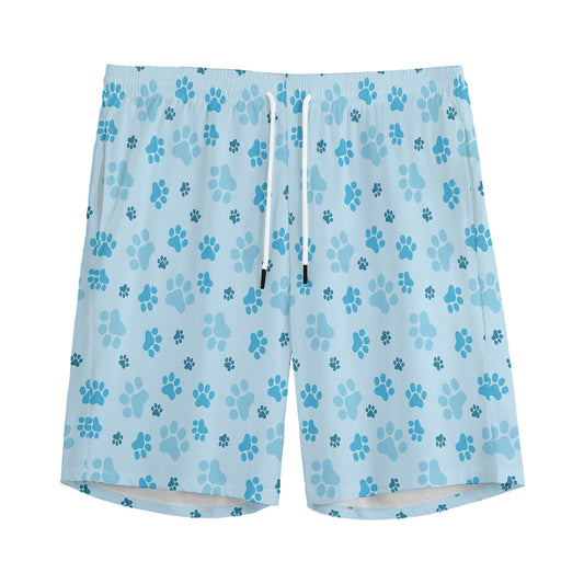 Blue Animal Paw Pattern Print Men's Sports Shorts
