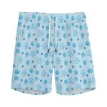 Blue Animal Paw Pattern Print Men's Sports Shorts