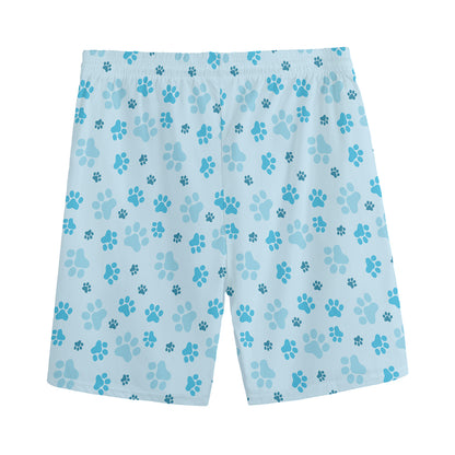 Blue Animal Paw Pattern Print Men's Sports Shorts
