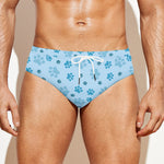 Blue Animal Paw Pattern Print Men's Swim Briefs
