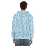 Blue Animal Paw Pattern Print Men's Velvet Pullover Hoodie
