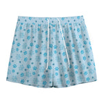 Blue Animal Paw Pattern Print Mesh Shorts