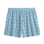 Blue Animal Paw Pattern Print Mesh Shorts