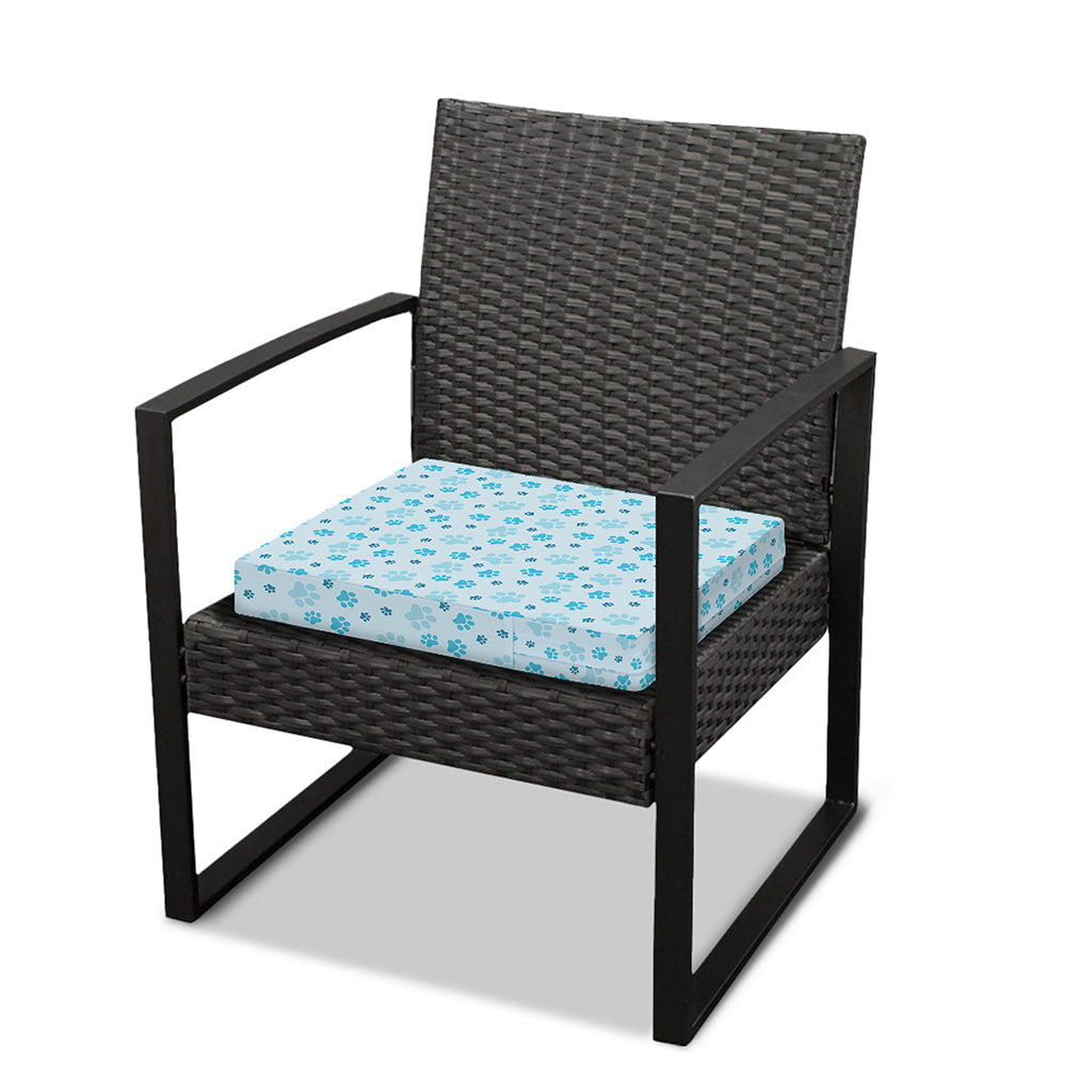 Blue Animal Paw Pattern Print Outdoor Seat Cushion Cover