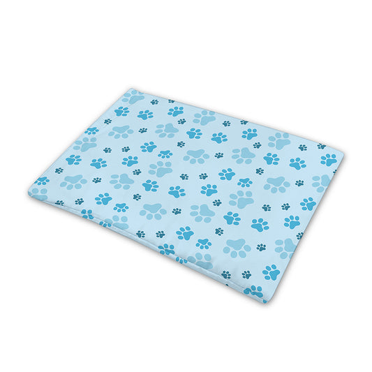 Blue Animal Paw Pattern Print Pet Cooling Mat Cover