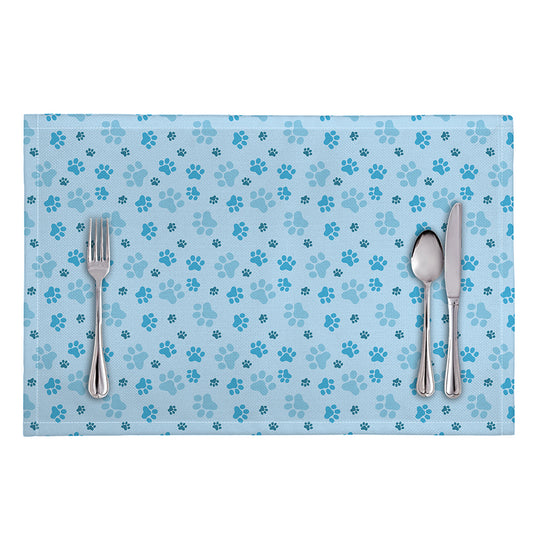 Blue Animal Paw Pattern Print Placemat