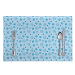 Blue Animal Paw Pattern Print Placemat