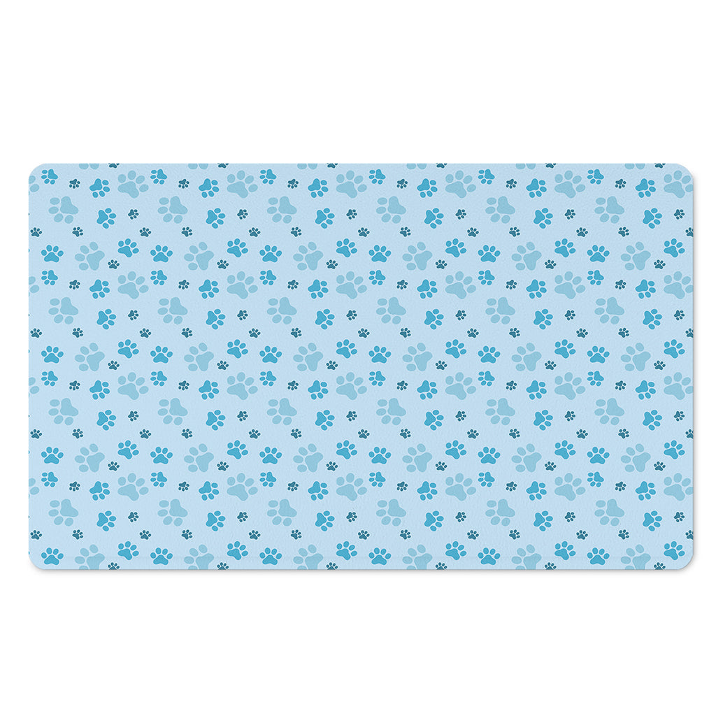 Blue Animal Paw Pattern Print Polyester Doormat