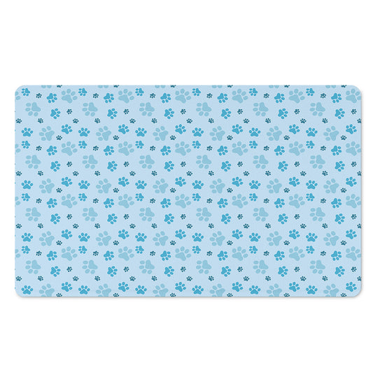 Blue Animal Paw Pattern Print Polyester Doormat