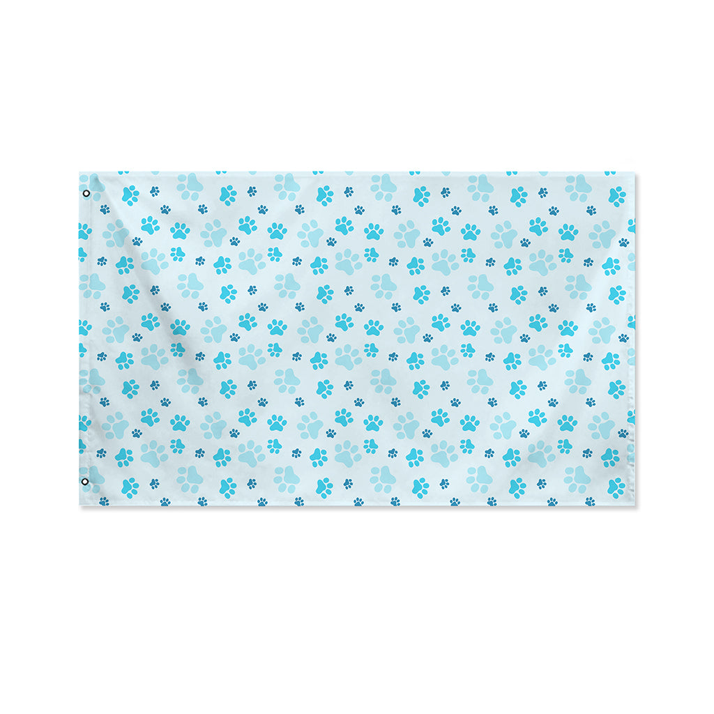 Blue Animal Paw Pattern Print Polyester Flag