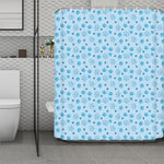 Blue Animal Paw Pattern Print Polyester Shower Curtain