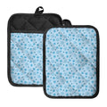Blue Animal Paw Pattern Print Pot Holders With Pocket