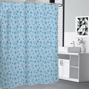 Blue Animal Paw Pattern Print Premium Shower Curtain