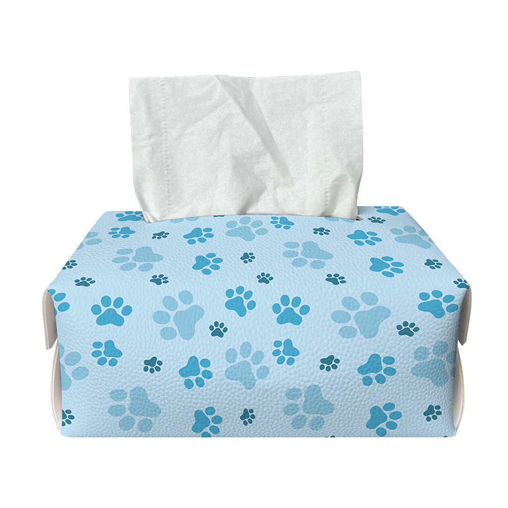 Blue Animal Paw Pattern Print Rectangle Tissue Box Cover
