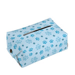 Blue Animal Paw Pattern Print Rectangle Tissue Box Cover