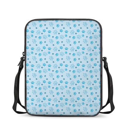 Blue Animal Paw Pattern Print Rectangular Crossbody Bag