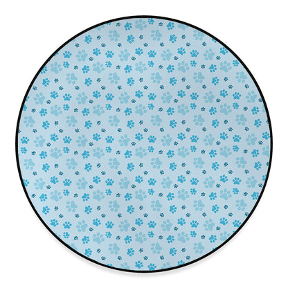 Blue Animal Paw Pattern Print Round Floor Mat