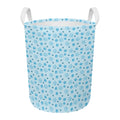 Blue Animal Paw Pattern Print Round Laundry Basket