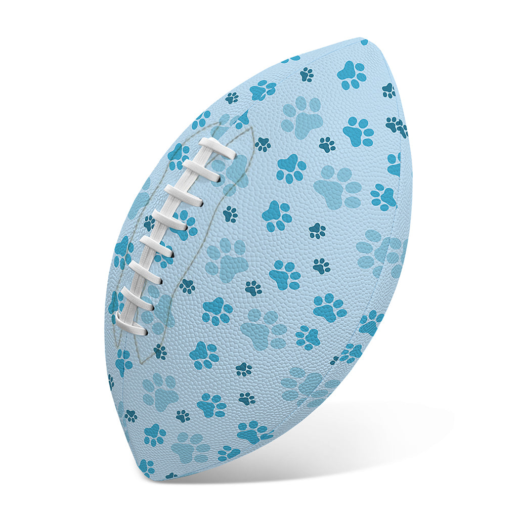 Blue Animal Paw Pattern Print Rugby Ball