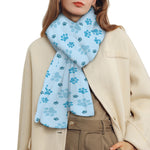 Blue Animal Paw Pattern Print Scarf