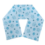 Blue Animal Paw Pattern Print Scarf