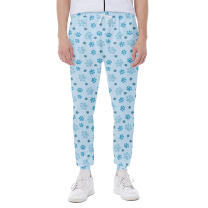 Blue Animal Paw Pattern Print Scuba Joggers