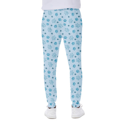 Blue Animal Paw Pattern Print Scuba Joggers