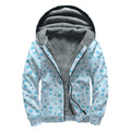 Blue Animal Paw Pattern Print Sherpa Lined Zip Up Hoodie