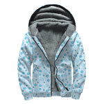 Blue Animal Paw Pattern Print Sherpa Lined Zip Up Hoodie