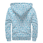 Blue Animal Paw Pattern Print Sherpa Lined Zip Up Hoodie