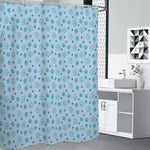 Blue Animal Paw Pattern Print Shower Curtain