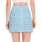Blue Animal Paw Pattern Print Side Slit Mini Skirt