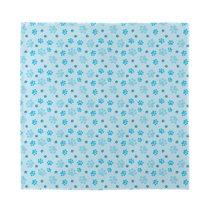Blue Animal Paw Pattern Print Silk Bandana