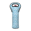Blue Animal Paw Pattern Print Single Neoprene Wine Tote