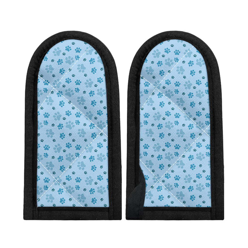 Blue Animal Paw Pattern Print Skillet Handle Cover