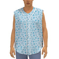Blue Animal Paw Pattern Print Sleeveless Baseball Jersey