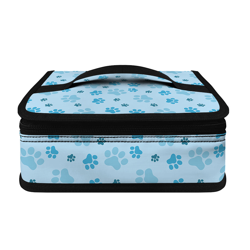 Blue Animal Paw Pattern Print Small Lunch Bag