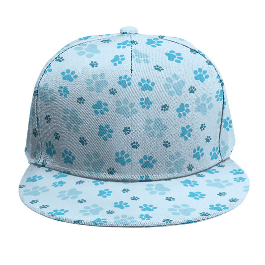 Blue Animal Paw Pattern Print Snapback Cap