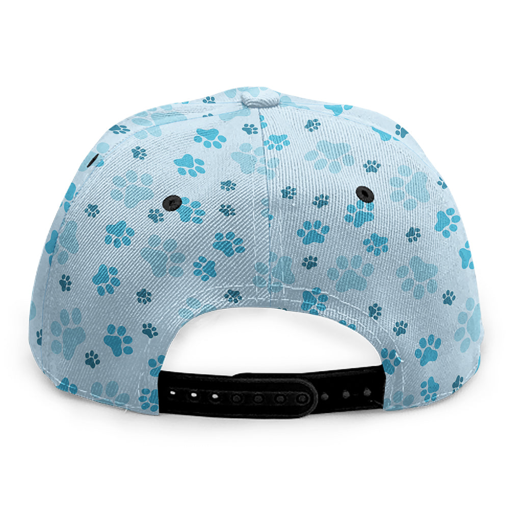 Blue Animal Paw Pattern Print Snapback Cap