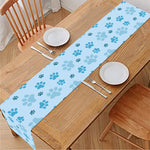 Blue Animal Paw Pattern Print Table Runner