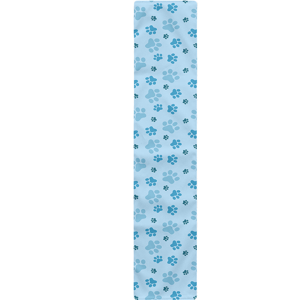 Blue Animal Paw Pattern Print Table Runner