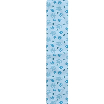 Blue Animal Paw Pattern Print Table Runner