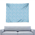 Blue Animal Paw Pattern Print Tapestry