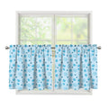 Blue Animal Paw Pattern Print Tier Curtains