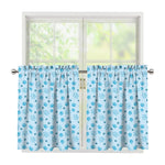 Blue Animal Paw Pattern Print Tier Curtains