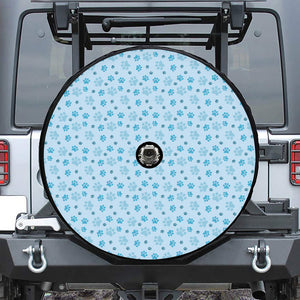 Blue Animal Paw Pattern Print Tire Cover With Camera Hole