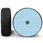 Blue Animal Paw Pattern Print Tire Cover With Camera Hole