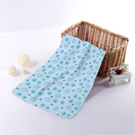 Blue Animal Paw Pattern Print Towel